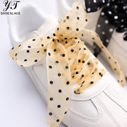 2.5cm Wide Champagne Polka Dot Mesh Shoelaces