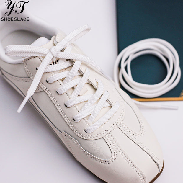 White flat shoelaces suitable for athletic shoes/skate shoes/canvas shoes