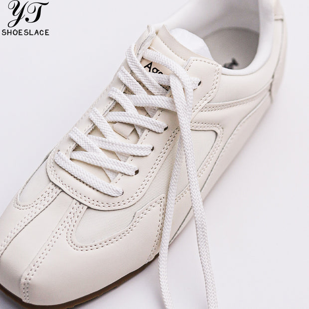 White flat shoelaces suitable for athletic shoes/skate shoes/canvas shoes