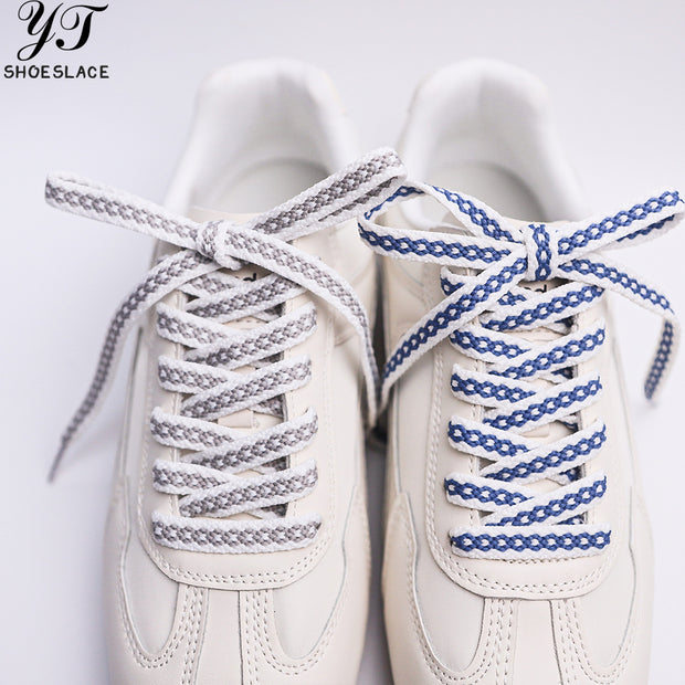 White-gray gradient polyester flat shoelaces