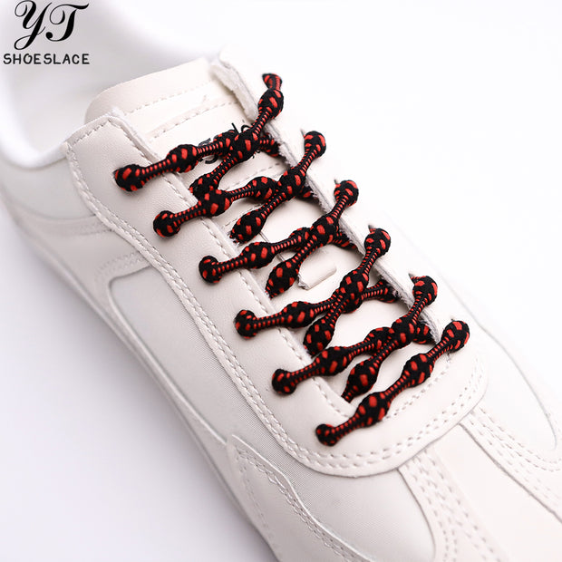 Purple polka dot slip-on shoelaces