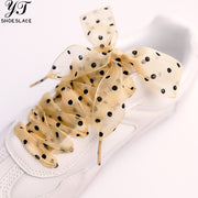 2.5cm Wide Champagne Polka Dot Mesh Shoelaces