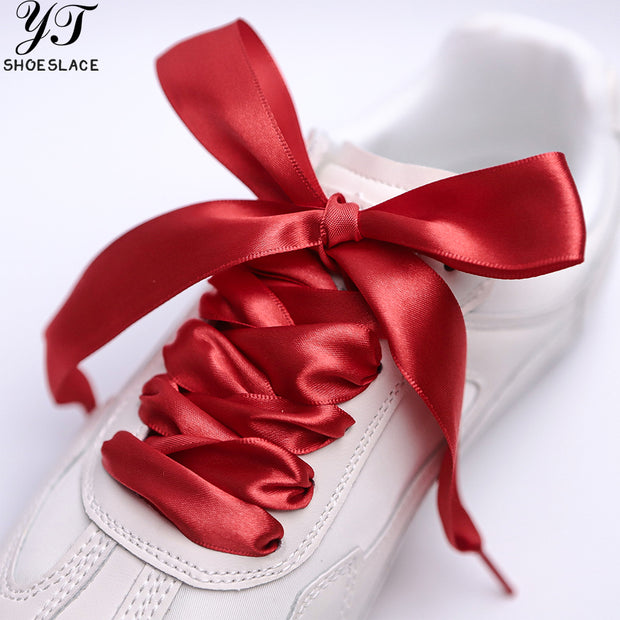 25mm wide red satin shoelaces