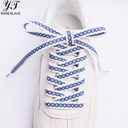 1 pair of two-tone interwoven polyester flat shoelaces