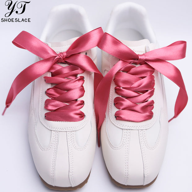 Double-sided satin red shoelaces wedding shoes ribbon