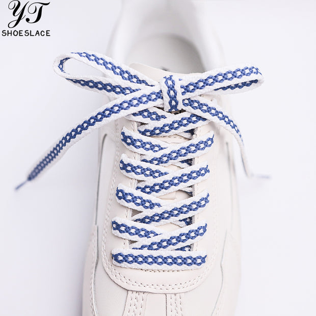 White-gray gradient polyester flat shoelaces