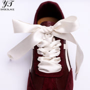 25MM Wide Ivory White Satin Formal Shoelaces for Wedding Shoes, Boots & Sneaker