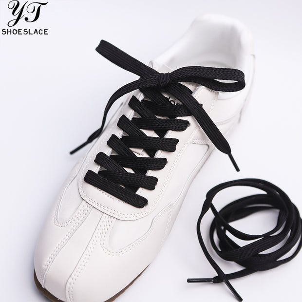 2pairs Black Polyester Flat Athletic Shoelaces