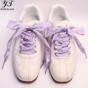 Women's purple 2.5-width checkered polyester shoelaces