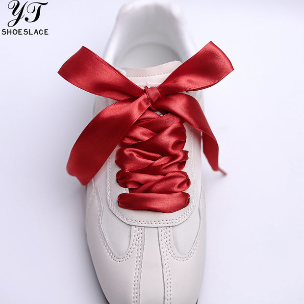 25mm wide red satin shoelaces