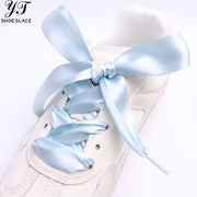 Custom-made sky blue satin ribbon shoelaces