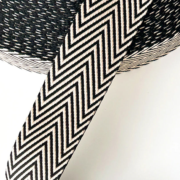 Black herringbone webbing clothing webbing