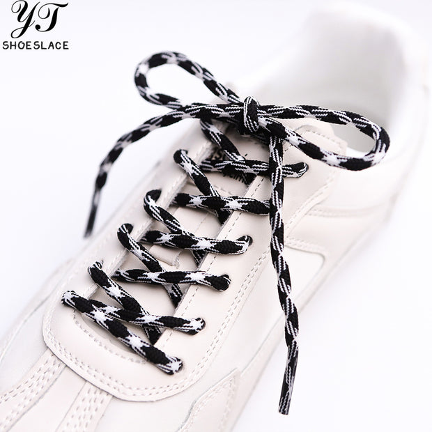 Classic Round Black & White Polyester Shoelaces