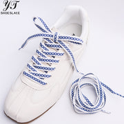 1 pair of two-tone interwoven polyester flat shoelaces