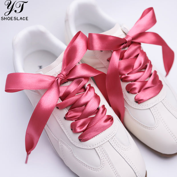 Double-sided satin red shoelaces wedding shoes ribbon