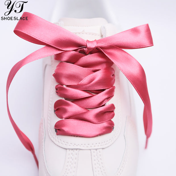 Double-sided satin red shoelaces wedding shoes ribbon