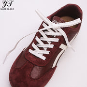 White lace-woven shoelaces