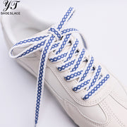1 pair of two-tone interwoven polyester flat shoelaces
