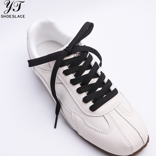 2pairs Black Polyester Flat Athletic Shoelaces