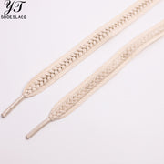Ivory-colored woven cotton flat shoelaces  1 pair