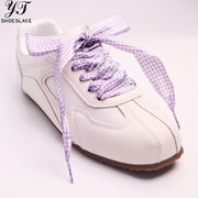 Women's purple 2.5-width checkered polyester shoelaces