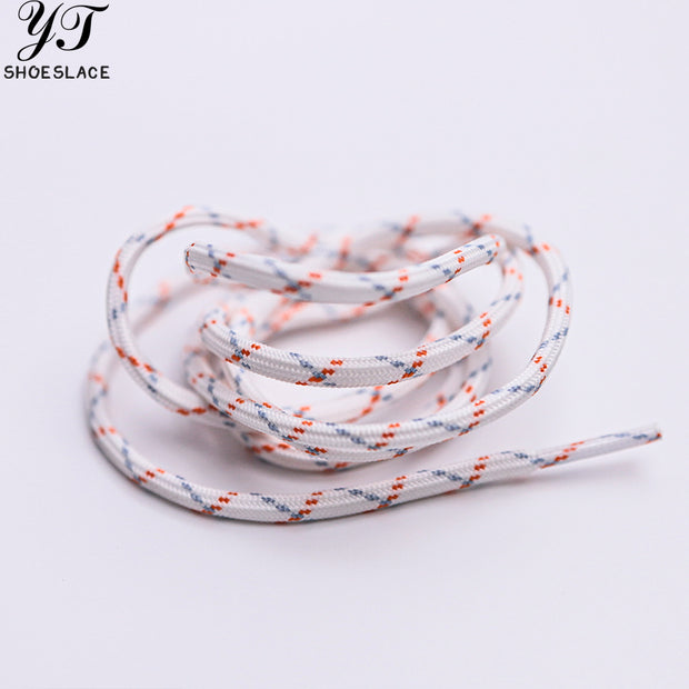 White multi-color patchwork round toe sneakers with shoelaces