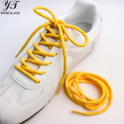 Yellow polyester round shoelaces (1 pair)