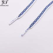 1 pair of two-tone interwoven polyester flat shoelaces