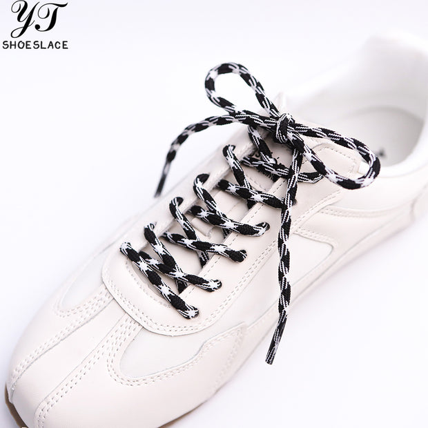 Classic Round Black & White Polyester Shoelaces
