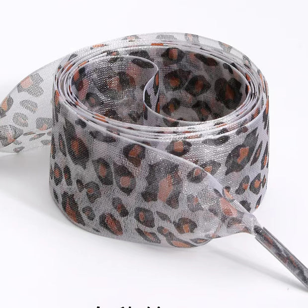 25MM Mesh leopard print shoelaces suitable for sneakers and boots