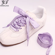 Women's purple 2.5-width checkered polyester shoelaces