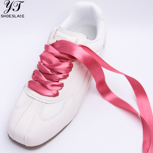 Double-sided satin red shoelaces wedding shoes ribbon