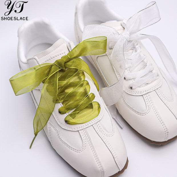 Dreamy Organza Shoelaces for Women - Sheer Sparkling Shoe Accessories