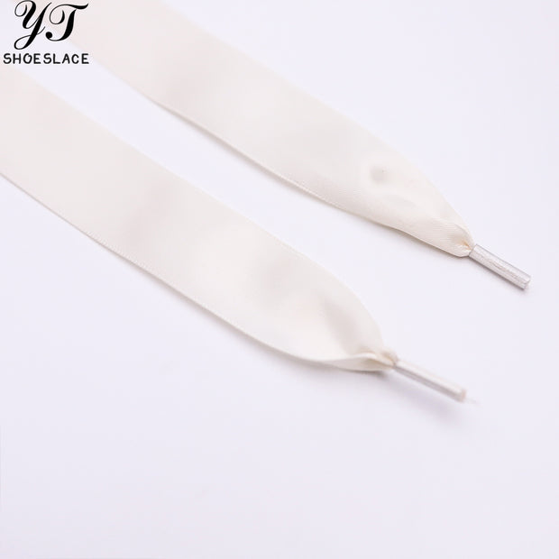 25MM Wide Ivory White Satin Formal Shoelaces for Wedding Shoes, Boots & Sneaker