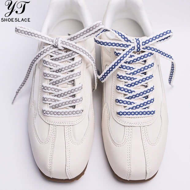White-gray gradient polyester flat shoelaces