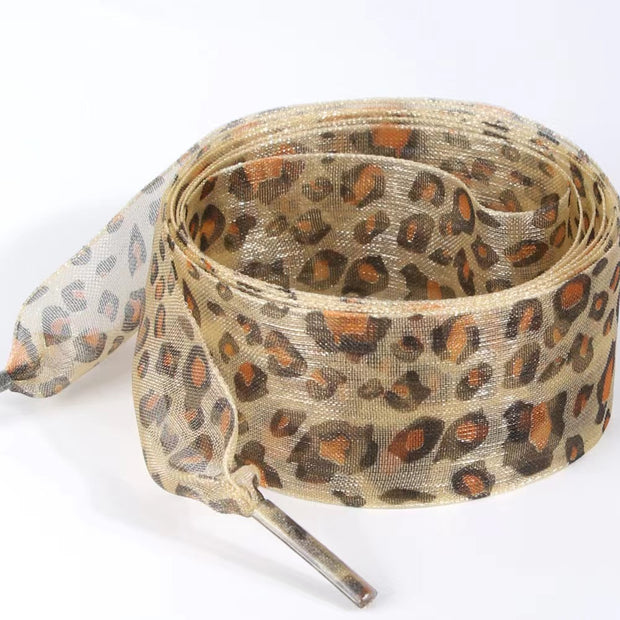 25MM Mesh leopard print shoelaces suitable for sneakers and boots