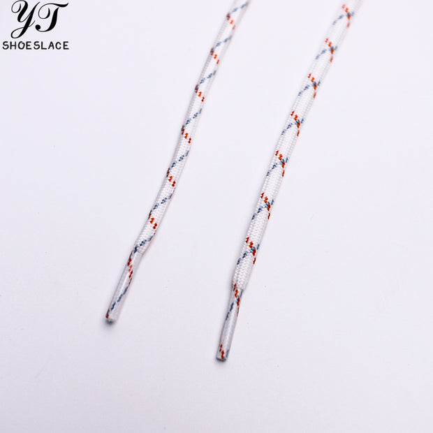 White multi-color patchwork round toe sneakers with shoelaces