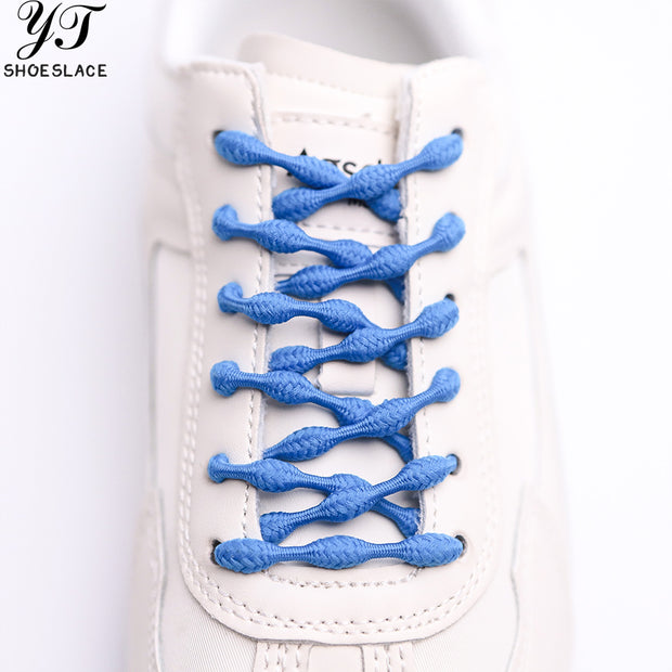 Blue elastic no-tie shoelaces