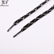 Durable black and white woven flat shoelaces