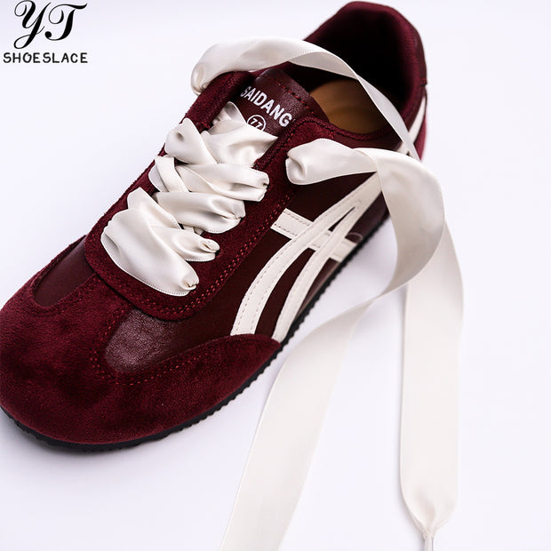 25MM Wide Ivory White Satin Formal Shoelaces for Wedding Shoes, Boots & Sneaker