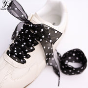 2.5cm Wide Champagne Polka Dot Mesh Shoelaces