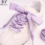Women's purple 2.5-width checkered polyester shoelaces