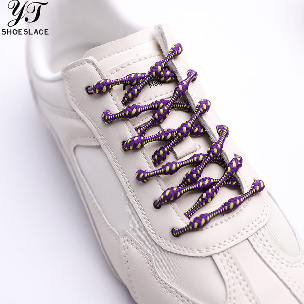 Purple polka dot slip-on shoelaces