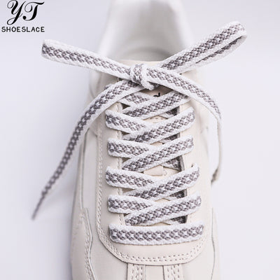 White-gray gradient polyester flat shoelaces
