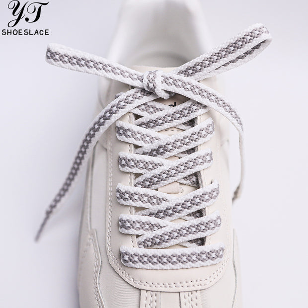 White-gray gradient polyester flat shoelaces