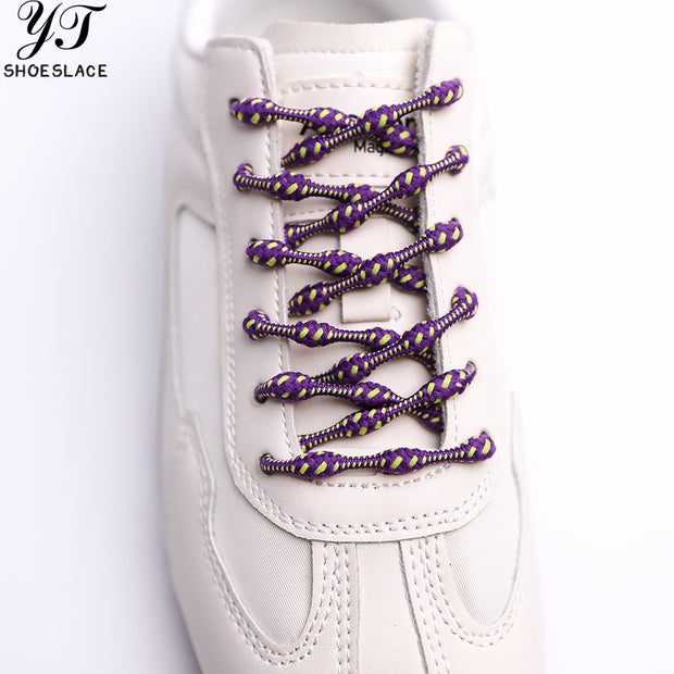 Purple polka dot slip-on shoelaces