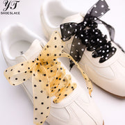 2.5cm Wide Champagne Polka Dot Mesh Shoelaces
