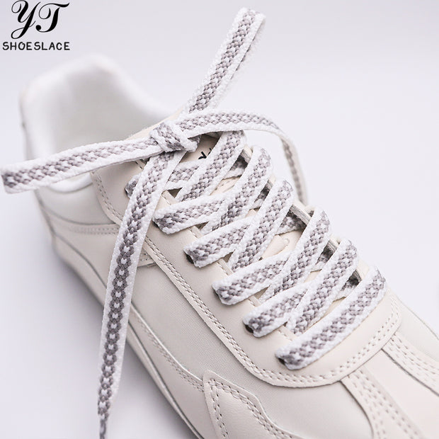 White-gray gradient polyester flat shoelaces