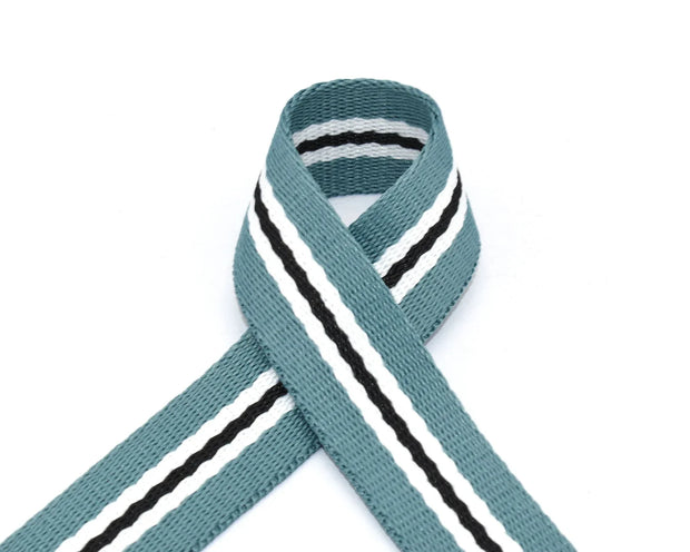 Custom 1 inch fabric webbing knitted ribbon blue ribbon striped webbing bag webbing canvas webbing textile sewing accessories