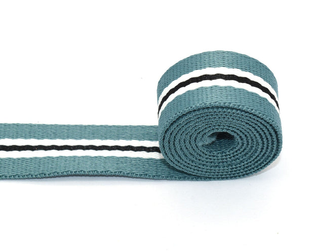 Custom 1 inch fabric webbing knitted ribbon blue ribbon striped webbing bag webbing canvas webbing textile sewing accessories